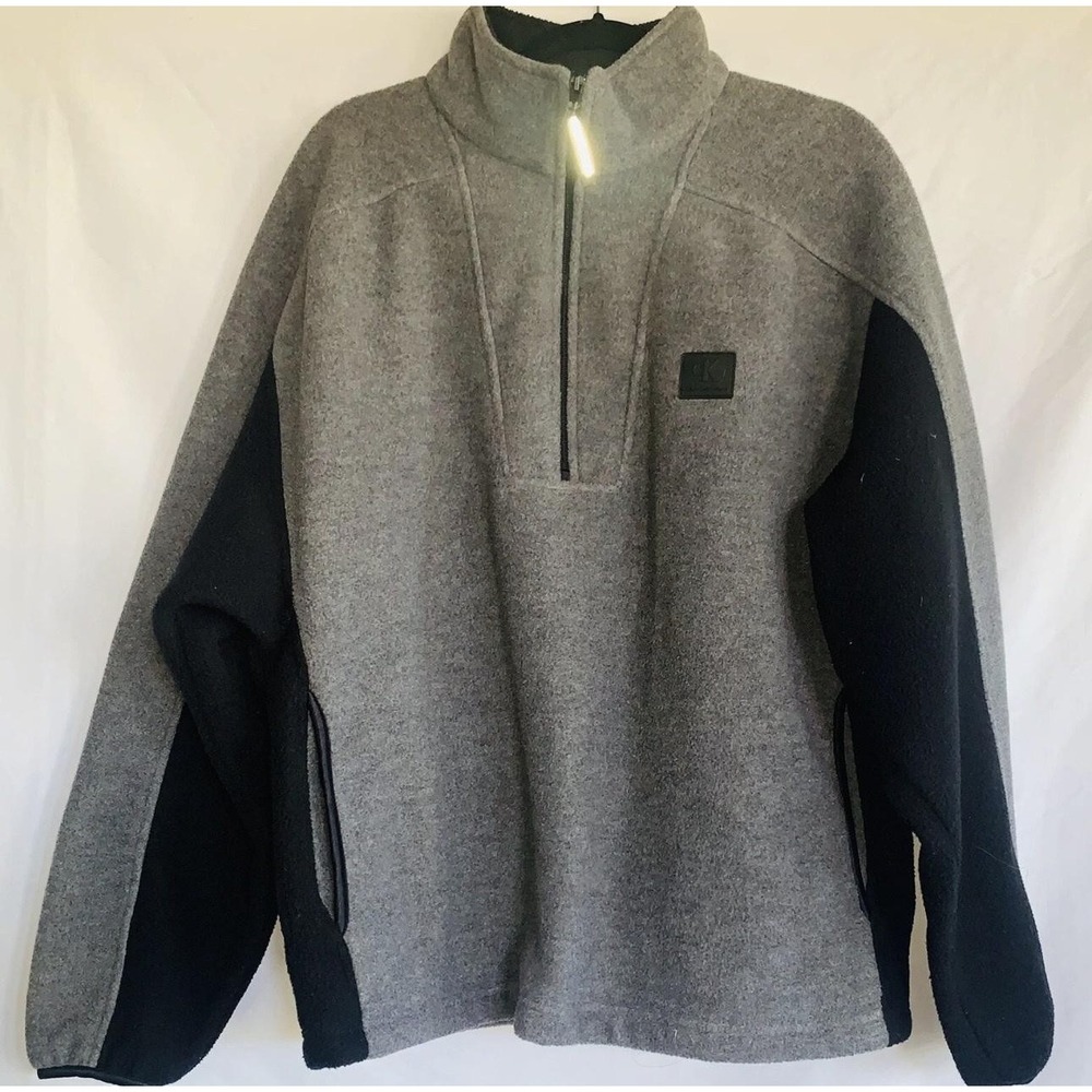 Calvin Klein Jeans Sweatshirt Mens‎ Large Gray 1/4 Zip Fleece Pullover Mock Neck